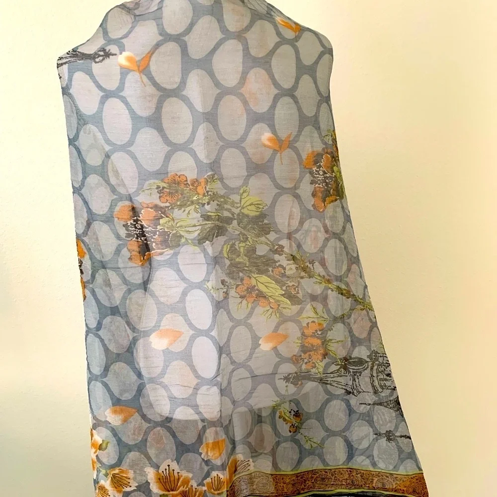 Floral and Cityscape Scarf